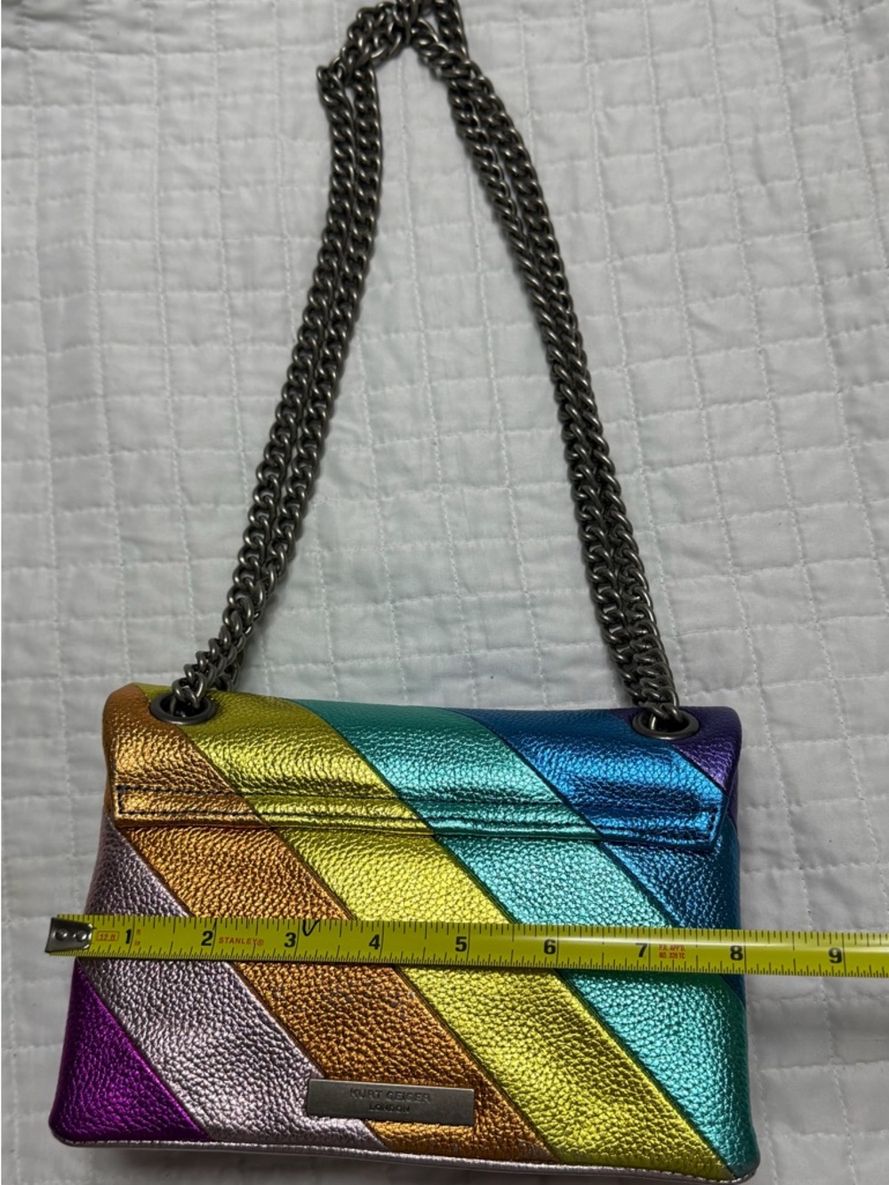 Kurt Geiger London Rainbow Metallic Kensington Chain Shoulder Bag - Picture 10 of 11